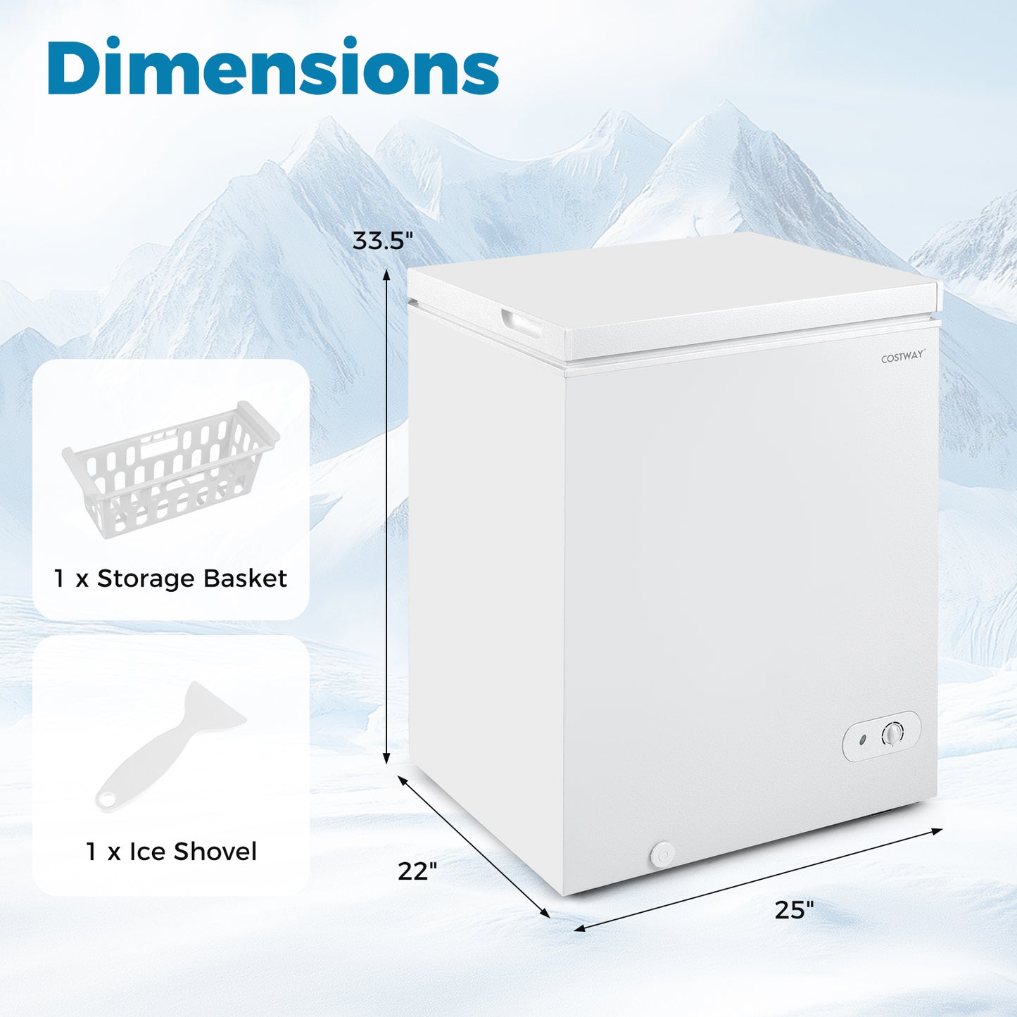 5 CU. FT. - 141 L Compact Chest Freezer with 7-Gear Adjustable Temperature
