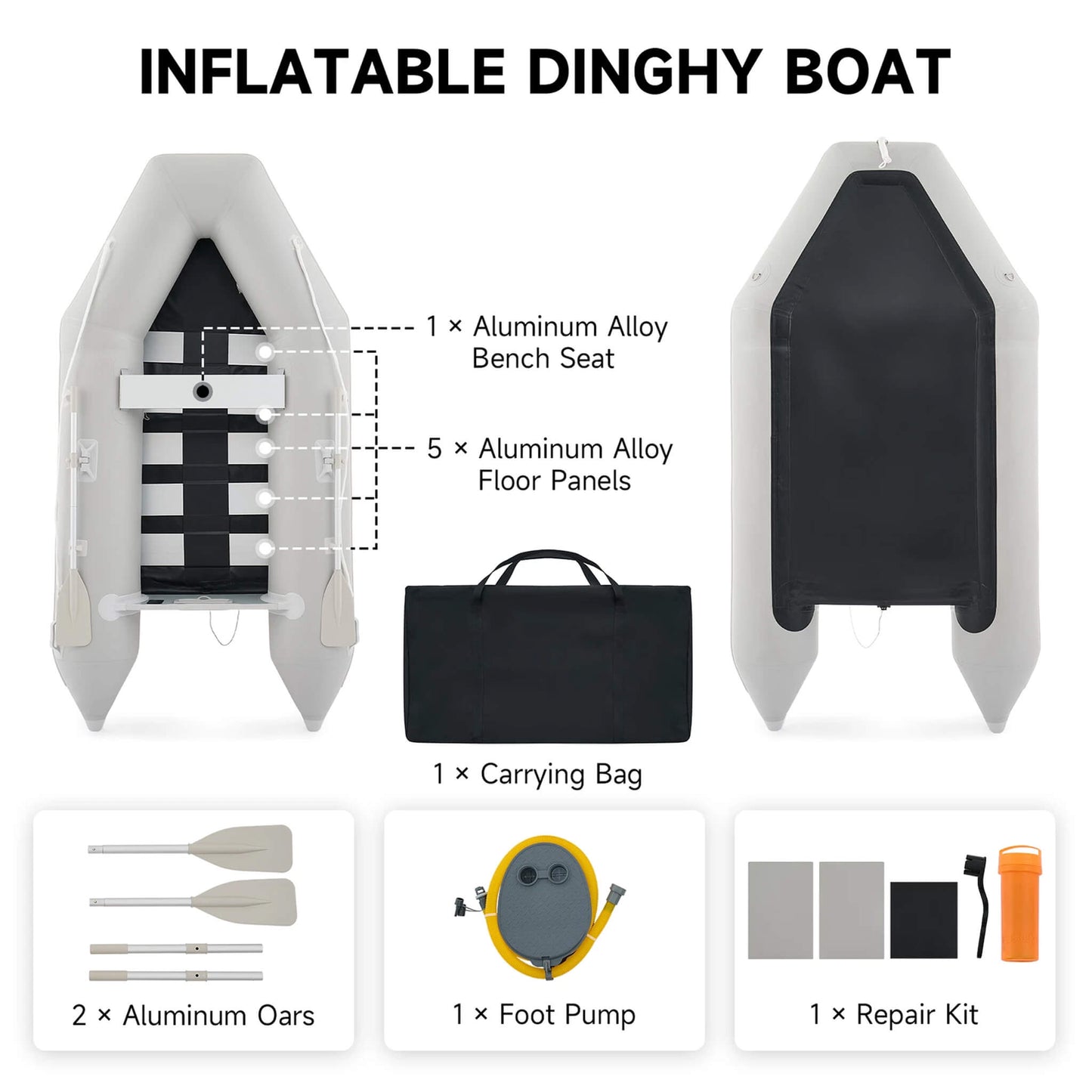 Virtue US 10FT 4-Person Heavy-Duty Inflatable Dinghy Transom Sport Tender Boat