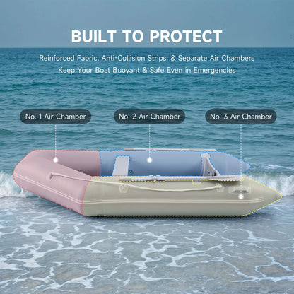 Virtue US 10FT 4-Person Heavy-Duty Inflatable Dinghy Transom Sport Tender Boat
