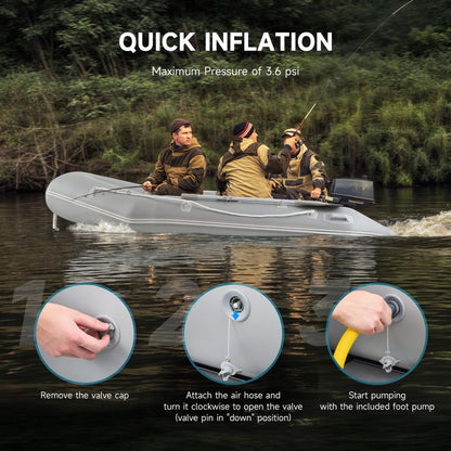 Virtue US 10FT 4-Person Heavy-Duty Inflatable Dinghy Transom Sport Tender Boat