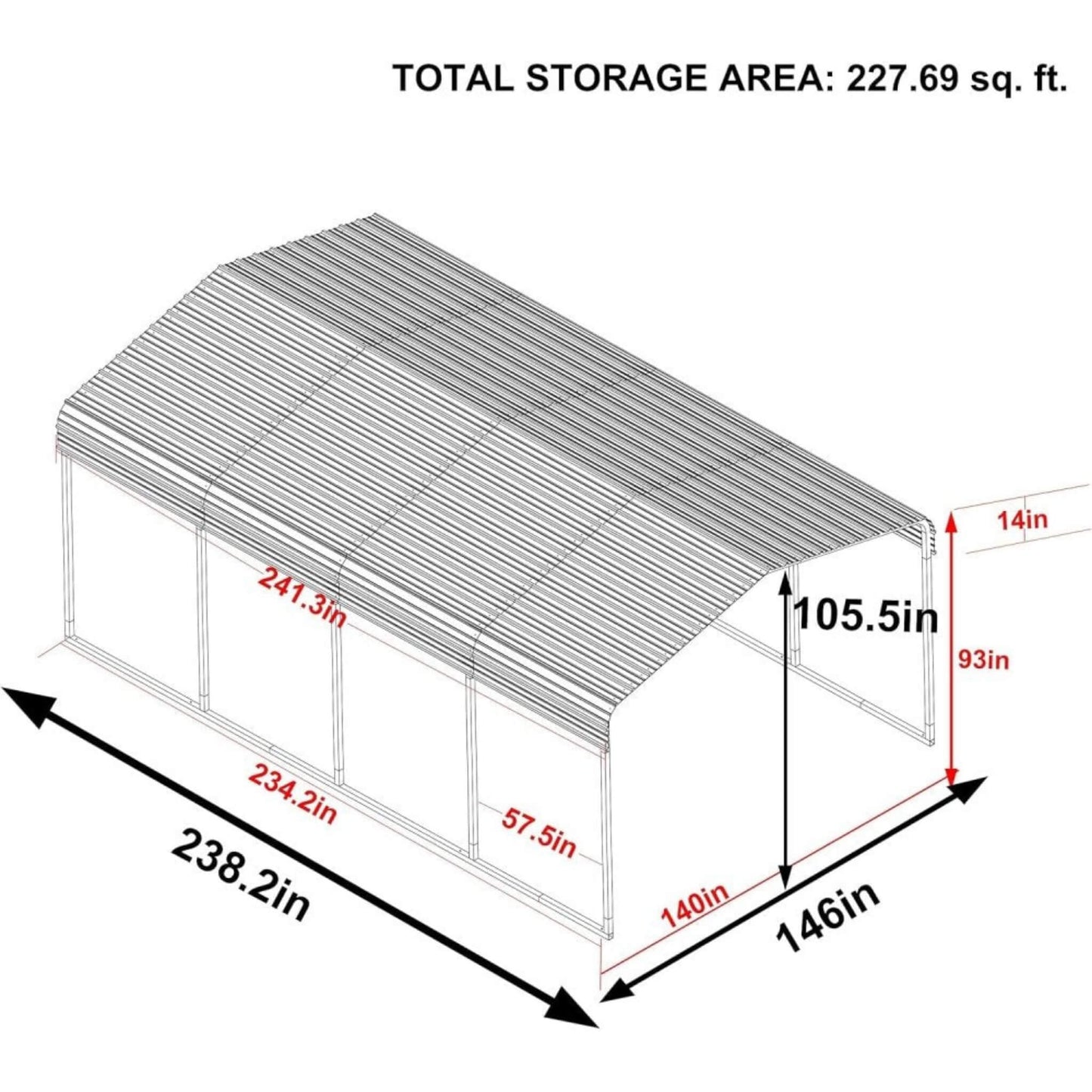 12' x 20' FT Alora Premium Modern Heavy-Duty Outdoor Alloy Steel Carport Canopy