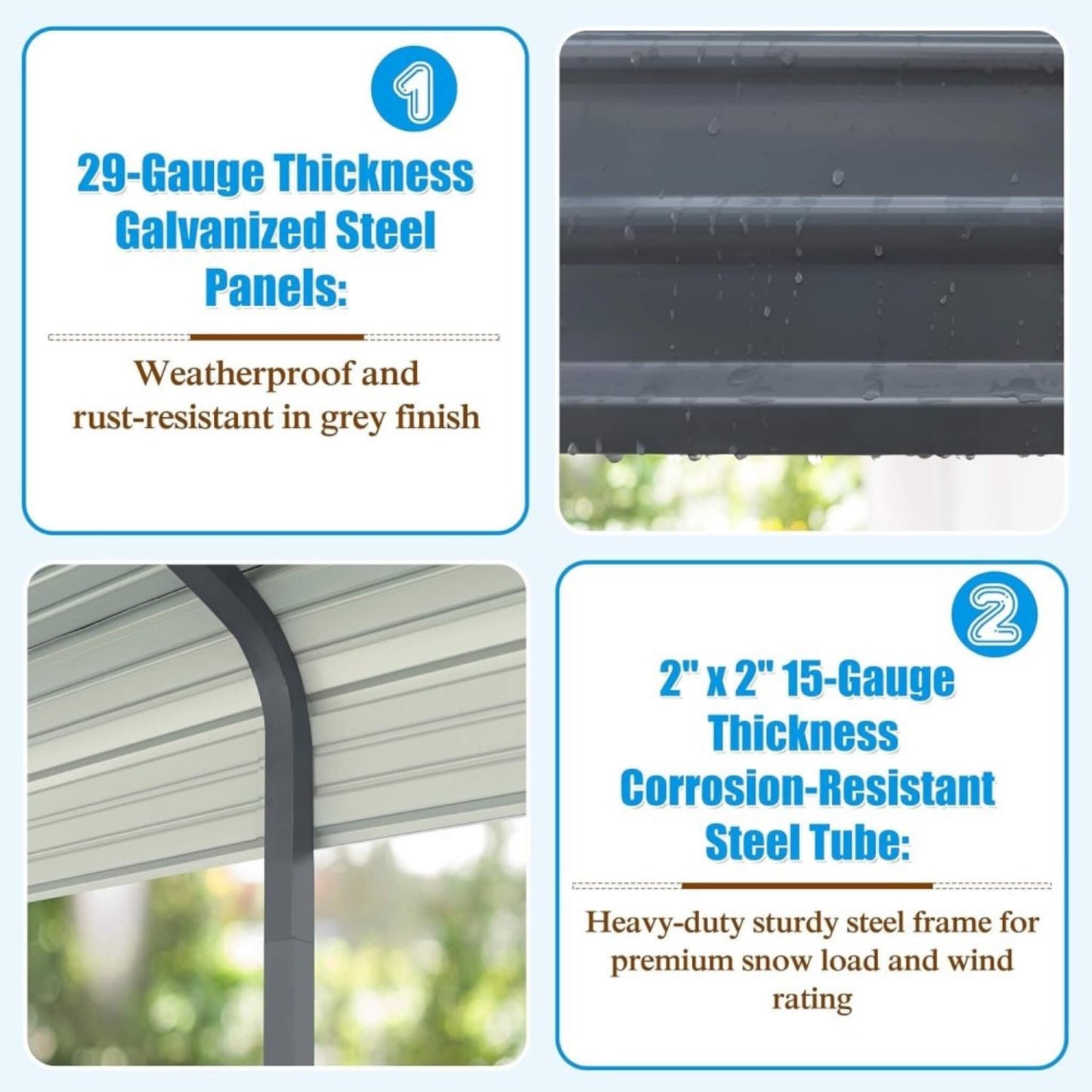 12' x 20' FT Alora Premium Modern Heavy-Duty Outdoor Alloy Steel Carport Canopy
