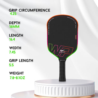 Strong, Stylish & Durable Neon Pickleball Paddle 16mm Core in Green, Pink & Orange