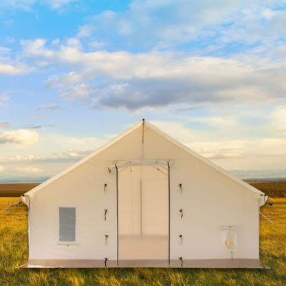14FT x 16FT White Duck Alpha Pro Four Season Wall Tent w/ PVC Floor and Aluminum Frame