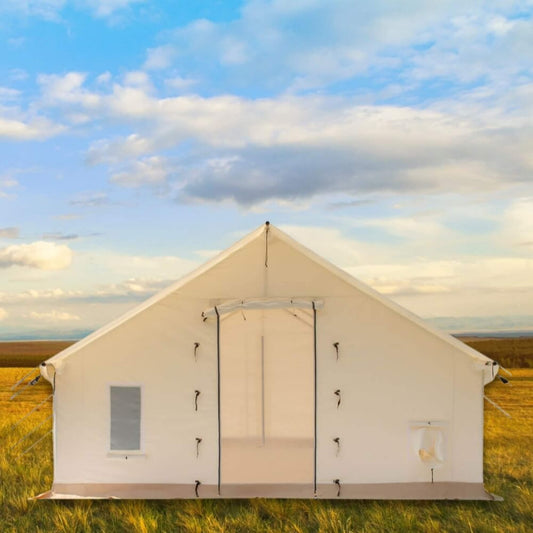 14FT x 16FT White Duck Alpha Pro Four Season Wall Tent w/ PVC Floor and Aluminum Frame