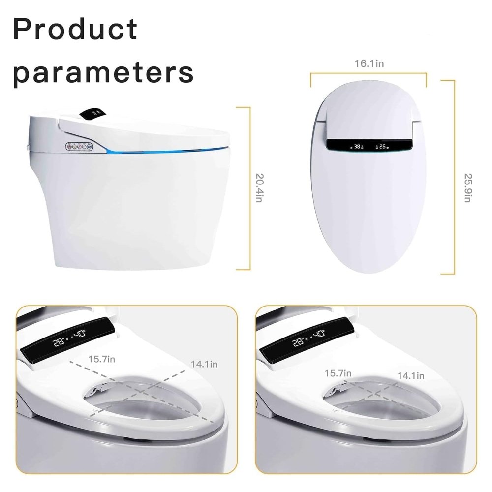Alora Premium Automatic Single-Piece Home Smart Toilet with Bidet, Foot Sensor, and Heated Seat