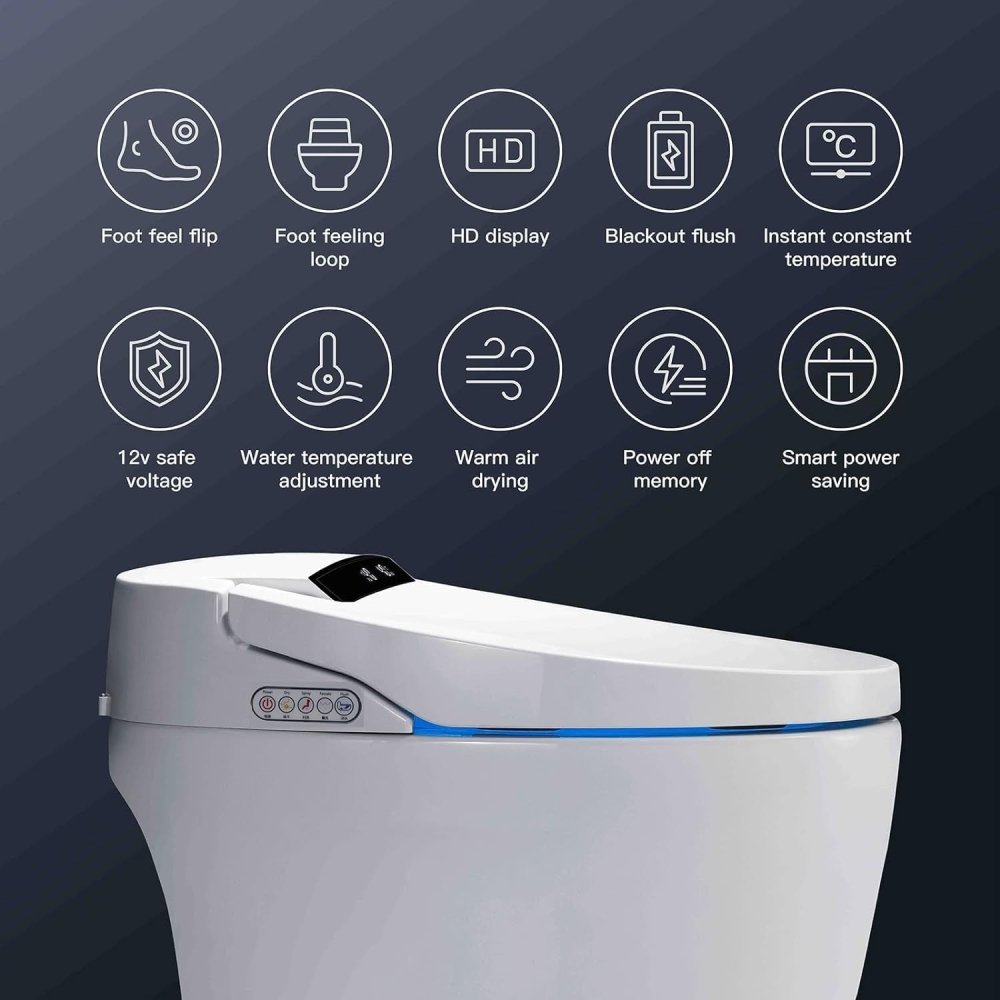 Alora Premium Automatic Single-Piece Home Smart Toilet with Bidet, Foot Sensor, and Heated Seat
