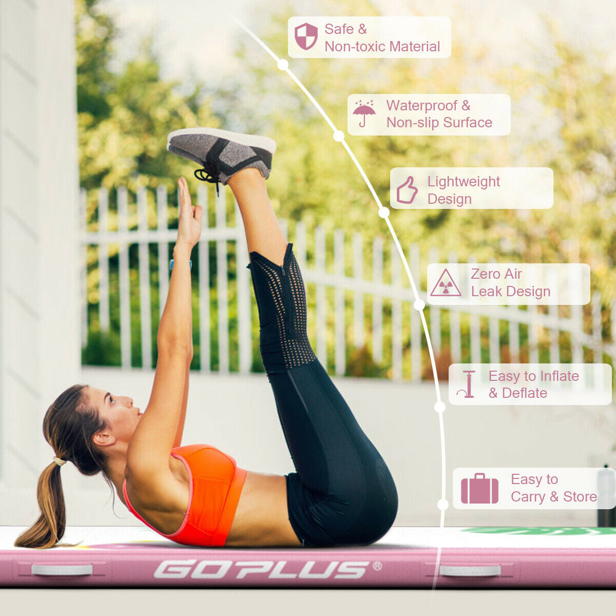 10 Feet Inflatable Gymnastic Tumbling Mat with Electric Pump