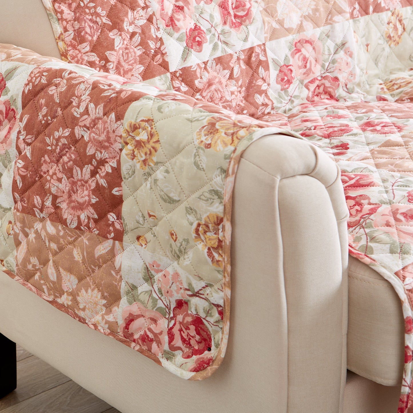 Reversible Floral Patchwork Furniture Protector - Maribel Collection