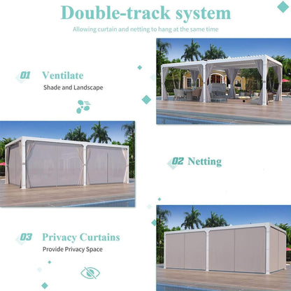 12' x 20' Alora Outdoor Hardtop Louvered Pergola with Adjustable Aluminum Rainproof Roof