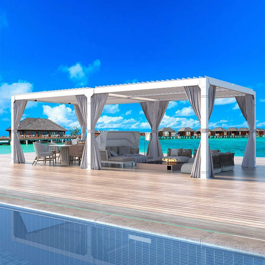 12' x 20' Alora Outdoor Hardtop Louvered Pergola with Adjustable Aluminum Rainproof Roof