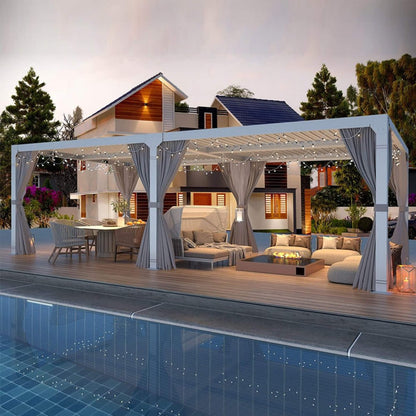 12' x 20' Alora Outdoor Hardtop Louvered Pergola with Adjustable Aluminum Rainproof Roof