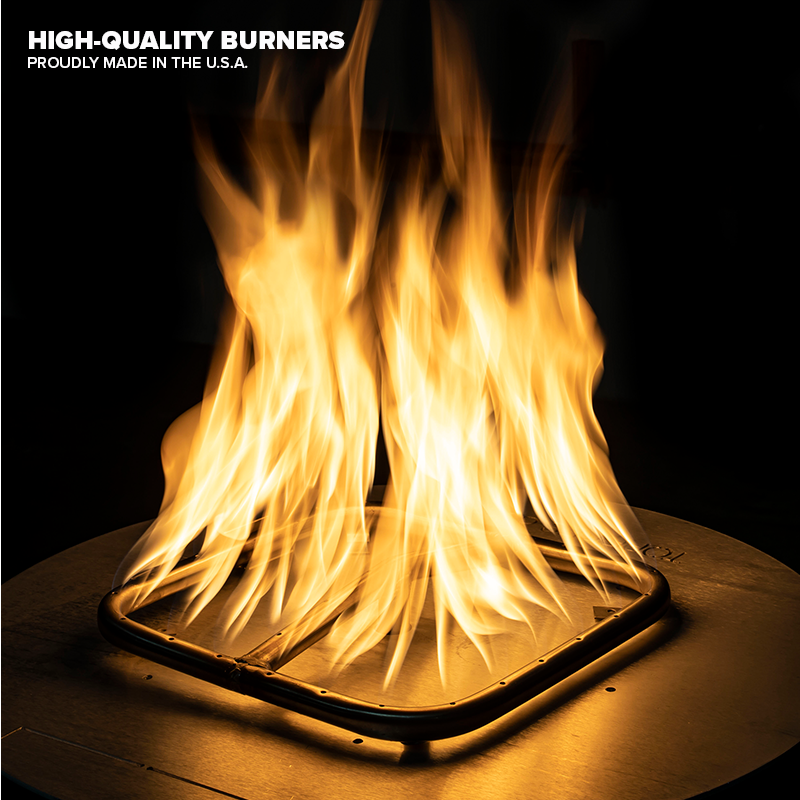 Square Flat Pan & Square Bullet Burner Paver Kit - Fire Glow Ignition