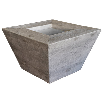 Square Plymouth Woodgrain Concrete Fire Pit 48" - 24" Tall - Match Lit