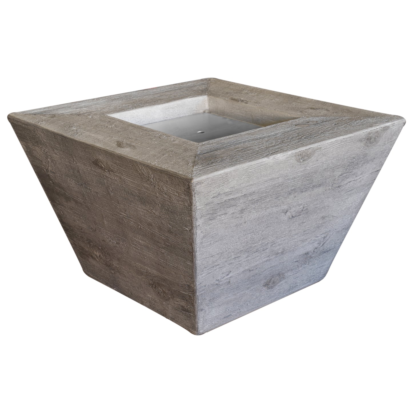 Square Plymouth Woodgrain Concrete Fire Pit 48" - 24" Tall - Electronic Ignition