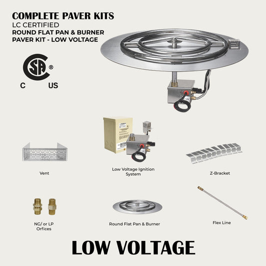 Round Flat Pan & Round Burner Paver Kit - 12V Low Voltage Electronic Ignition