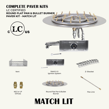 Round Flat Pan & Round Bullet Burner Paver Kit - Match Lit Ignition