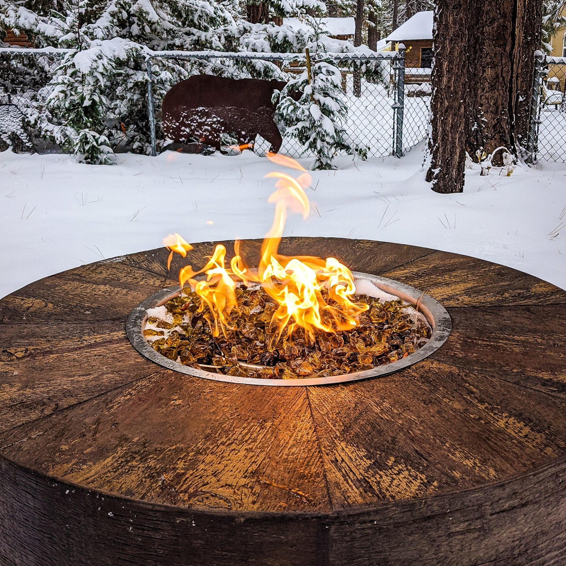 Seqouia Wood Grain Fire Pit Close Up Shot scaled