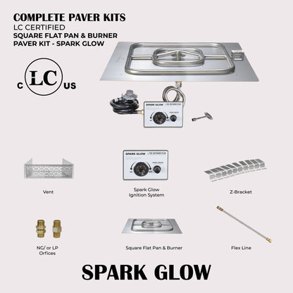 Square Flat Pan & Square Burner Paver Kit - Spark Glow Ignition